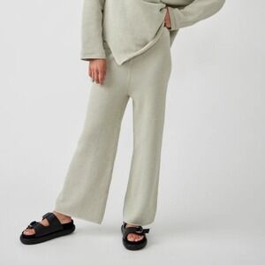 Free People‎ FP Beach Hailee Wide Leg Green Waffle Knit Sweater Pants M